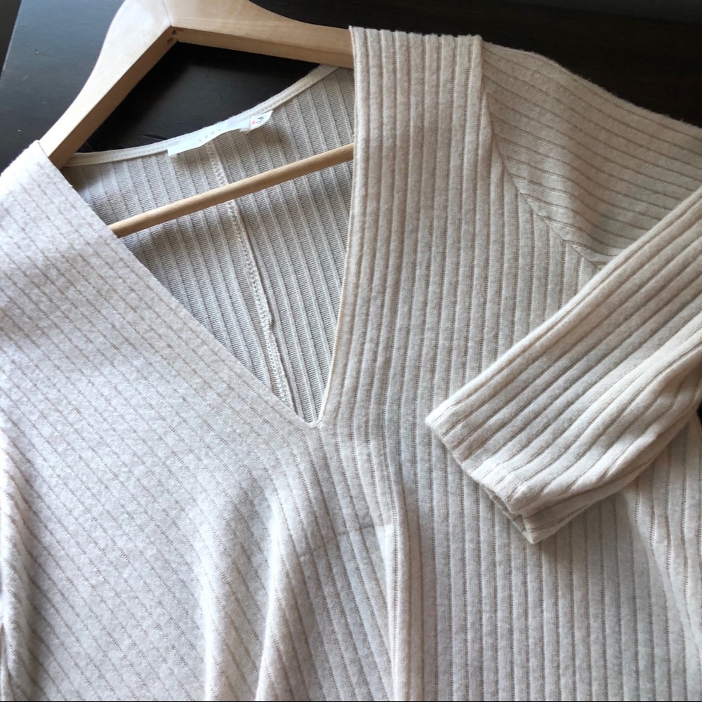 Lush | NWOT cream ribbed v-neck dress | S